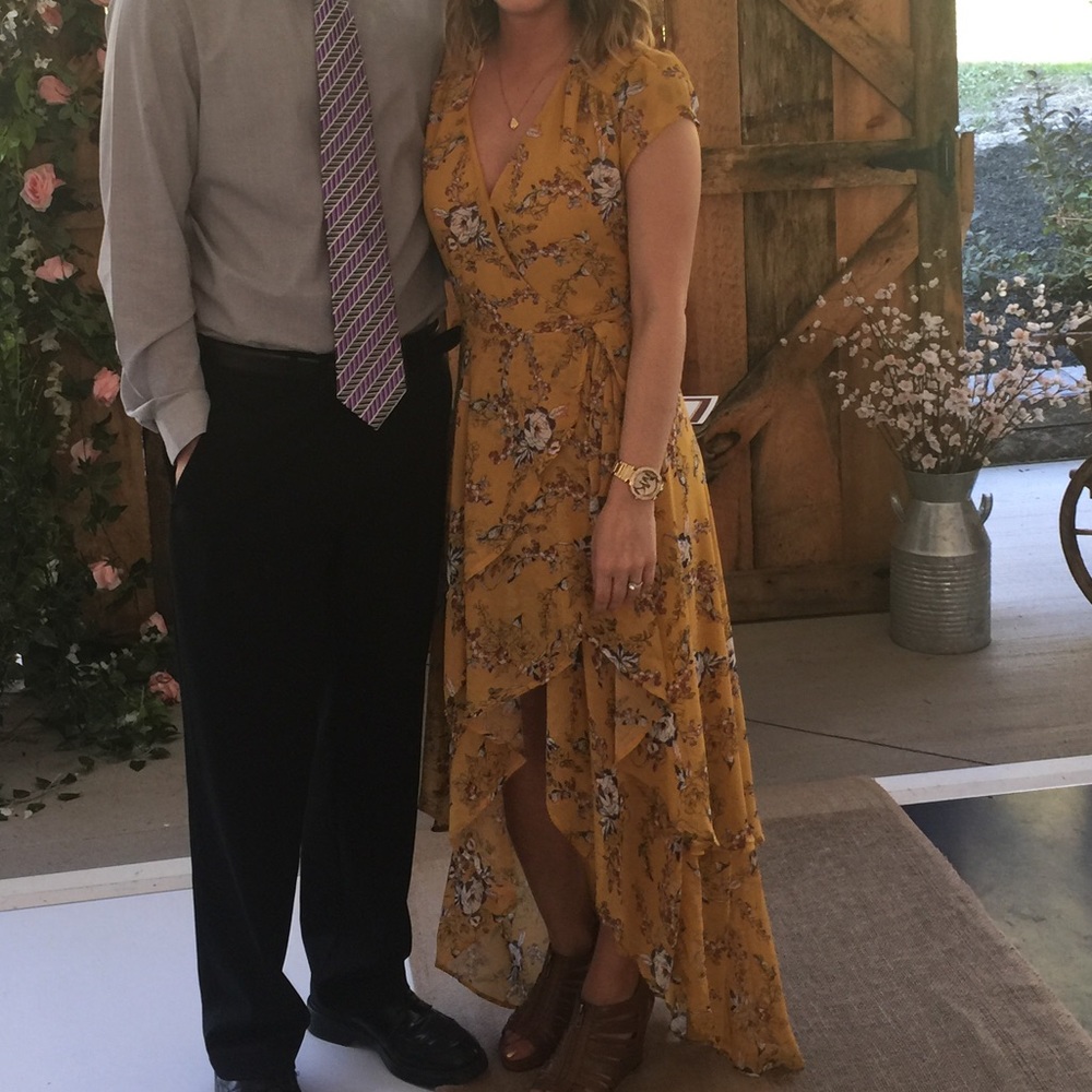 Yellow wrap dress